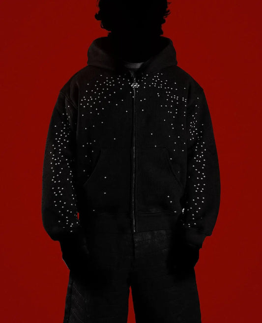 American Hip Hop Gothic Embroidery Oversize Fleece Zipper Hoodie Men's Y2K New Harajuku Punk Rock Couple Casual Joker Streetwear