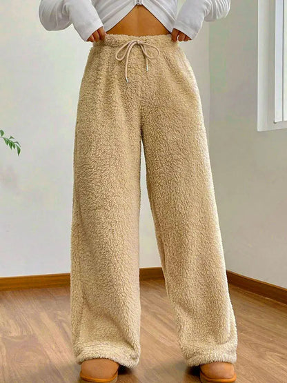Women's New Trousers Autumn Winter Streetwear Fashion Drawstring Casual Slim Pants Solid Versatile Warm Trousers Female Clothing
