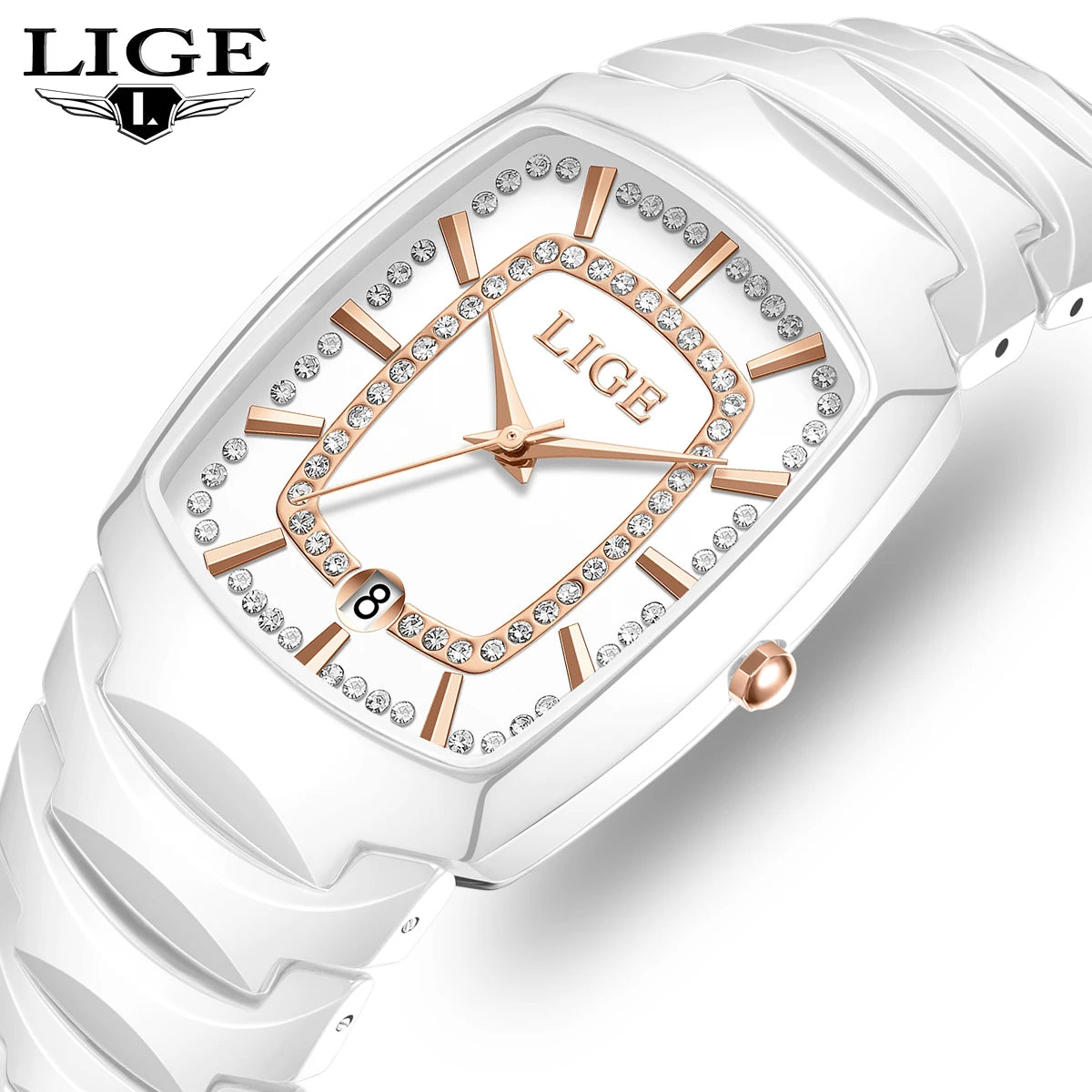LIGE New Ladies Waterproof Watch Luxury Ceramic Braceletz Women Watches Creative Fashion Original Elegant Quartz Wristwatch Gift