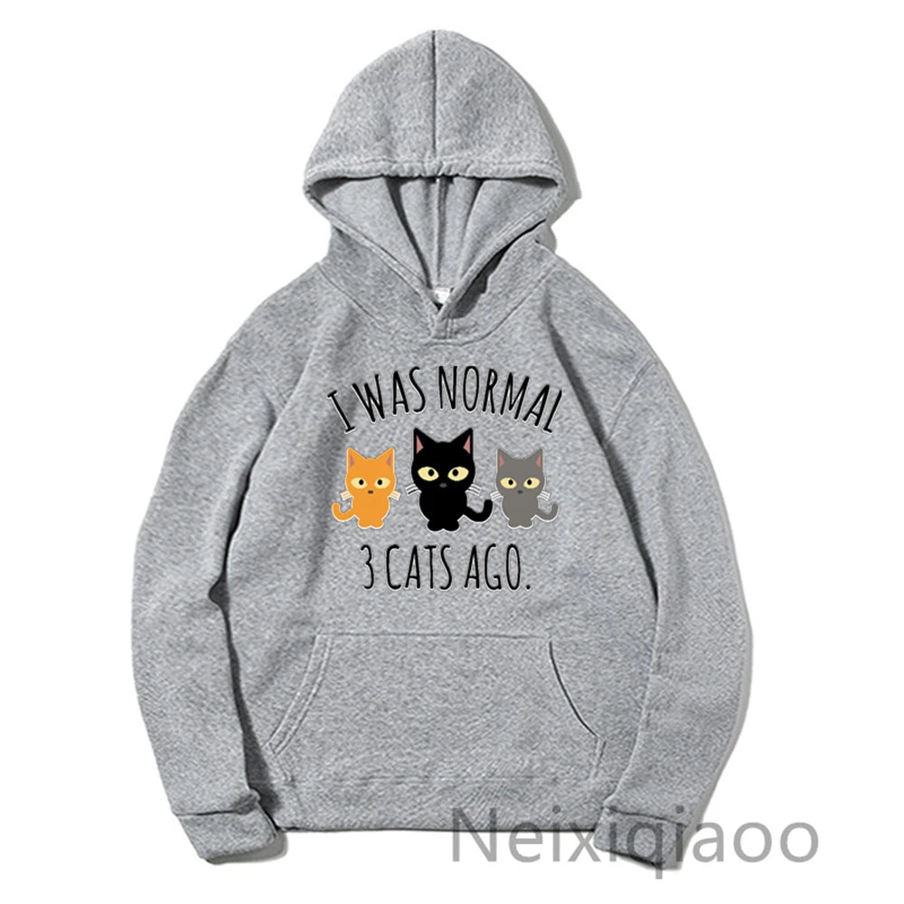 Plus Size I Was Normal 3 Cats Ago Women Men Cute Sweatshirt Fashion Autumn Winter Hip Hop Street Fleece Pullovers Hoodies JIT171(j0020477)g