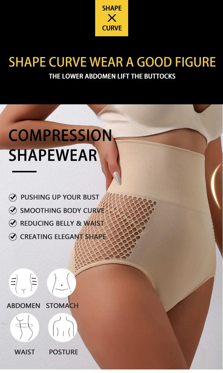 Flarixa 1/2/3Pcs Hollow Belly Control Shapewear Women Panties High Waist Double Layer Tummy Shaper Heart-shaped Hip Lift Pants Badiee Stylez