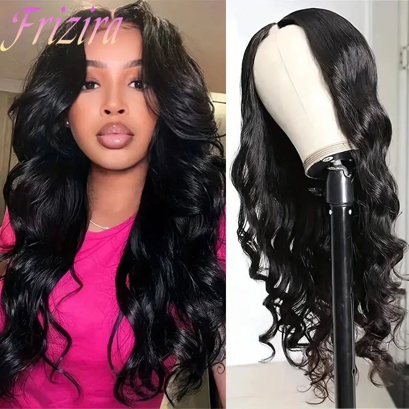 Body Wave V Part Wigs Human Hair 250% Density For Women Full Head Clip In Half Wig No Leave Out Body Wave Wig For Black Women Badiee Stylez