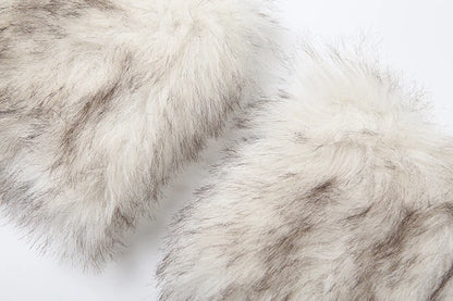 Kliou Sexy Fashion Junpsuits+Furry Foot Cover Woman Autumn Trend Low-Neck Full Sleeve Skinny Peach Hip Midnight Party Clubwear Badiee Stylez