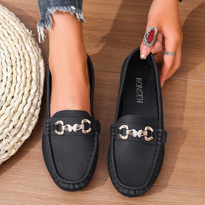 Women's Casual Slip on Mary Jane Shoes 2025 Spring Autumn New Fashion Round Toe Solid Soft Sole Flat Loafers Zapatos De Mujer