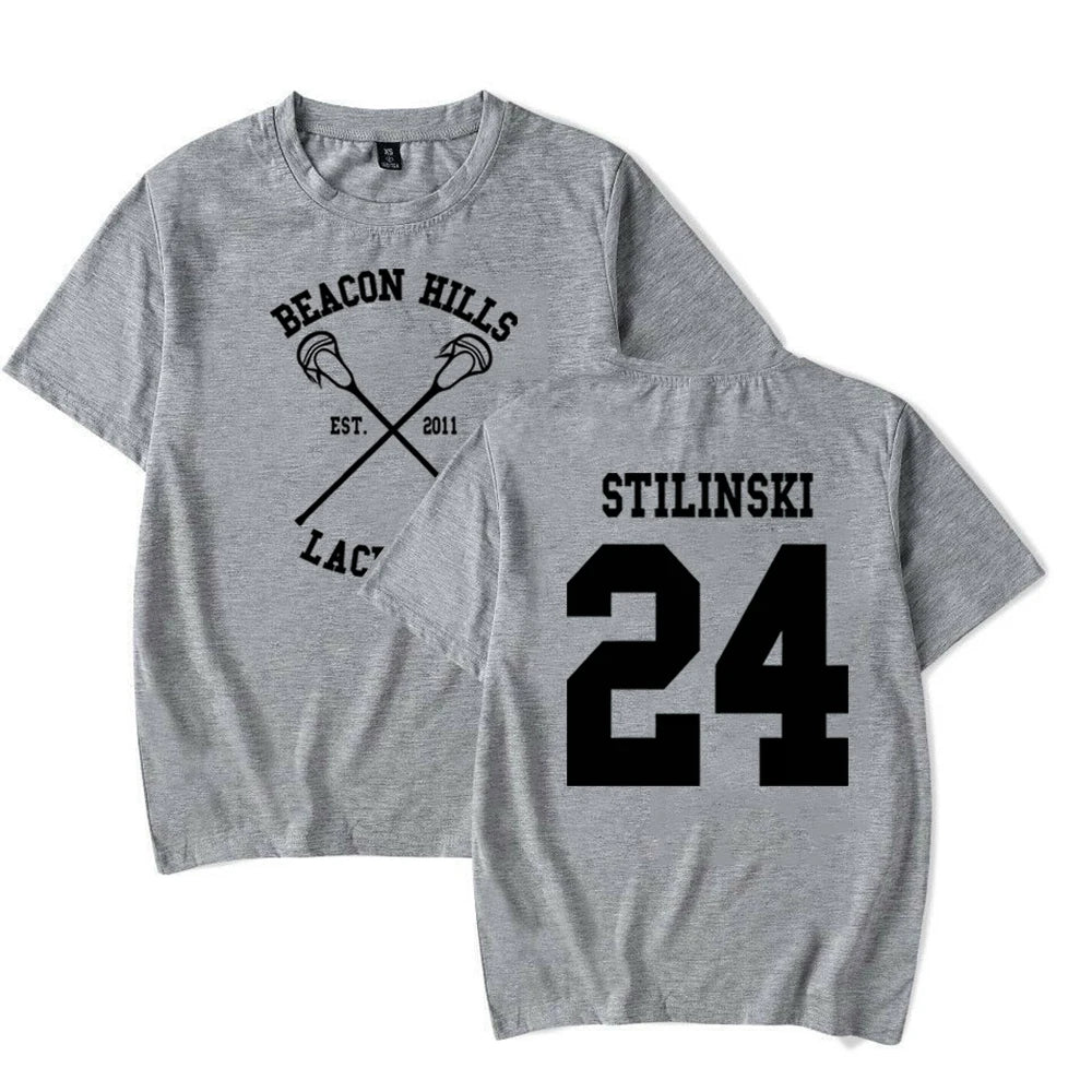 Teen Wolf Shirt STILINSKI 24 LAHEY 14 MCCALL 11 Fashion Print Tees The Original Beef of Chicagoland Shirt Harajuku Y2k 90s Tops GRAY