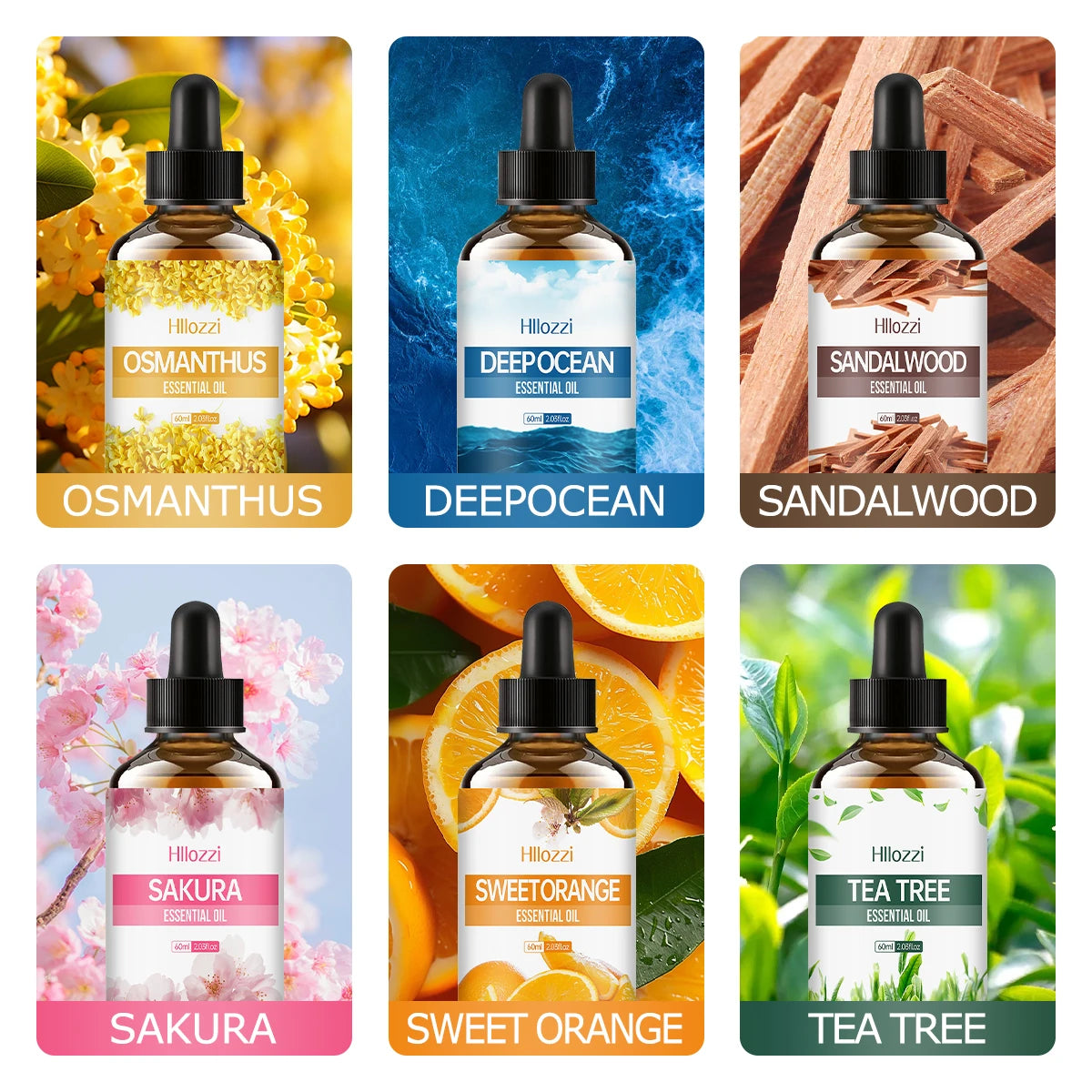 60ml Agarwood-Cedarwood-Vetiver-Pine Palm-Ocean-Sweet Tobacco-Black CastorAromatherapy Essential Oils Aromatherapy Essentia - Badiee Stylez