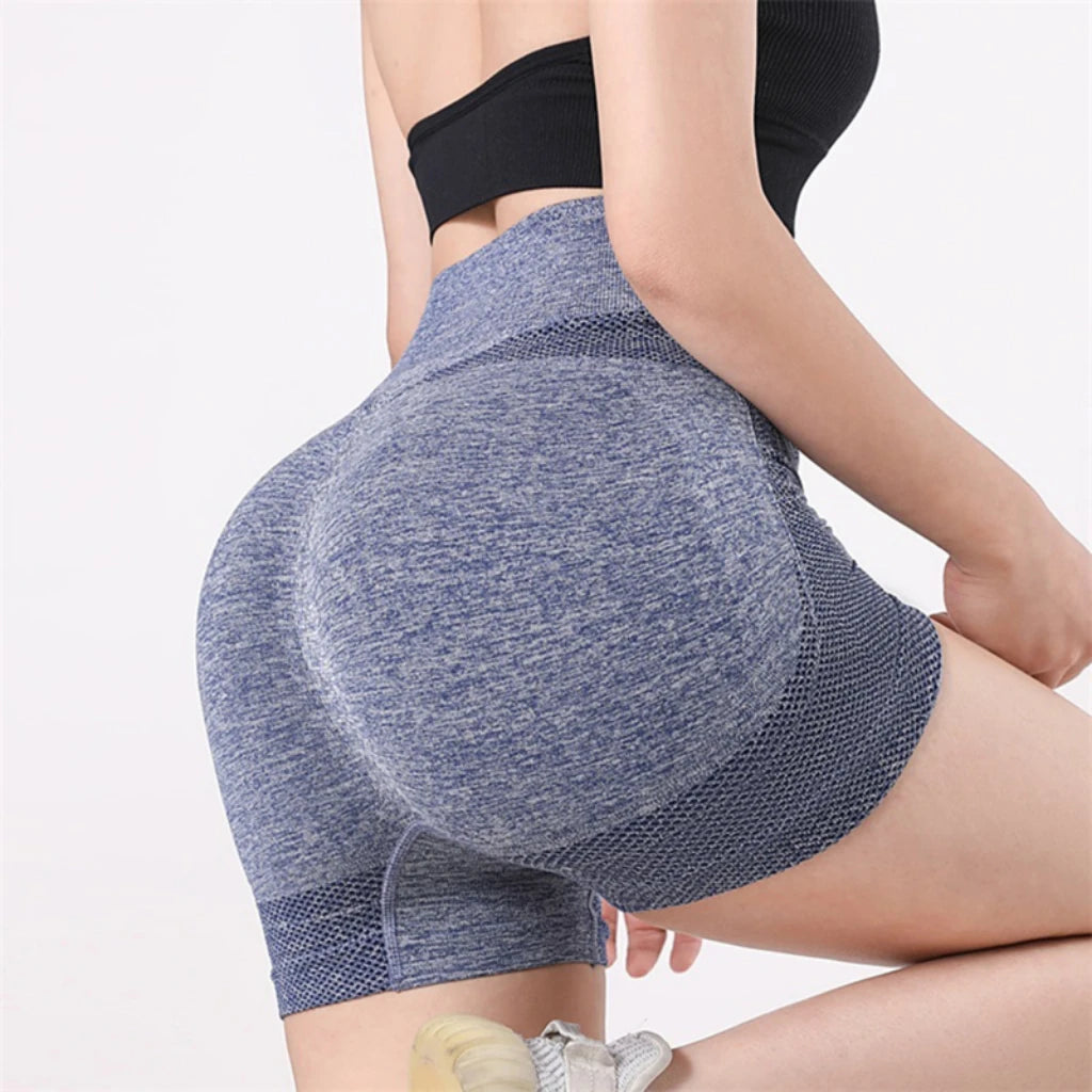 Women Yoga Shorts High Waist Workout Shorts Fitness Yoga Lift Butt Fitness Ladies Yoga Gym Running Short Pants Sportswear Navy Blue