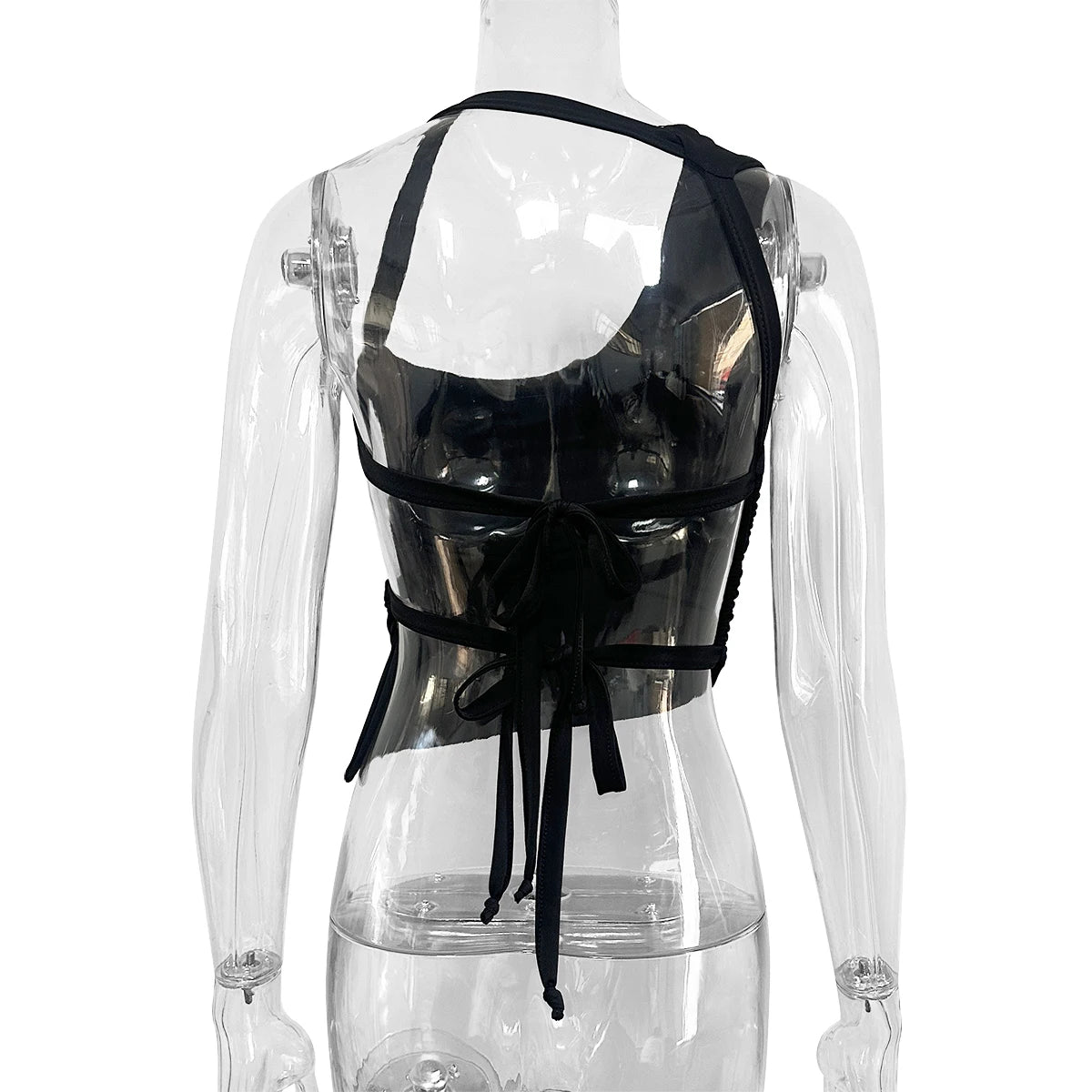 Sexy One Shoulder Off the Shoulder the Back Small Top 2024 Summer Solid Color Irregular Lace up Short Top