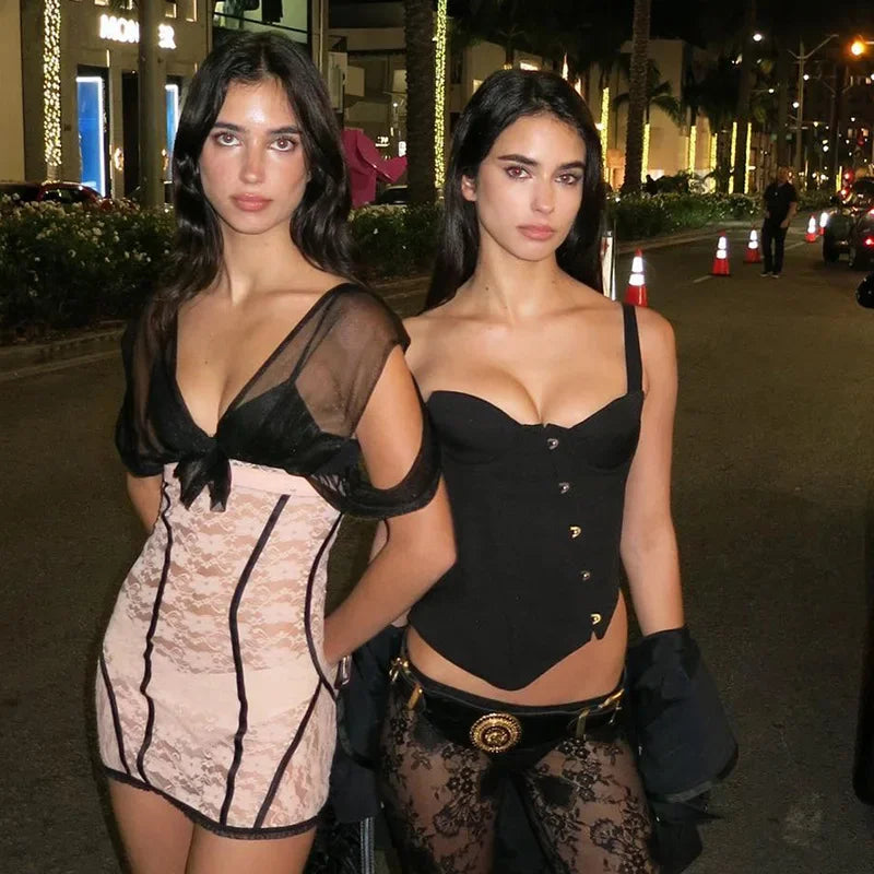 PixieKiki Sexy Black Busiter Corset Tops Club Wear Asymmetrical One Shoulder Backless Crop Top Women's Clothing 2024 C85-DD20