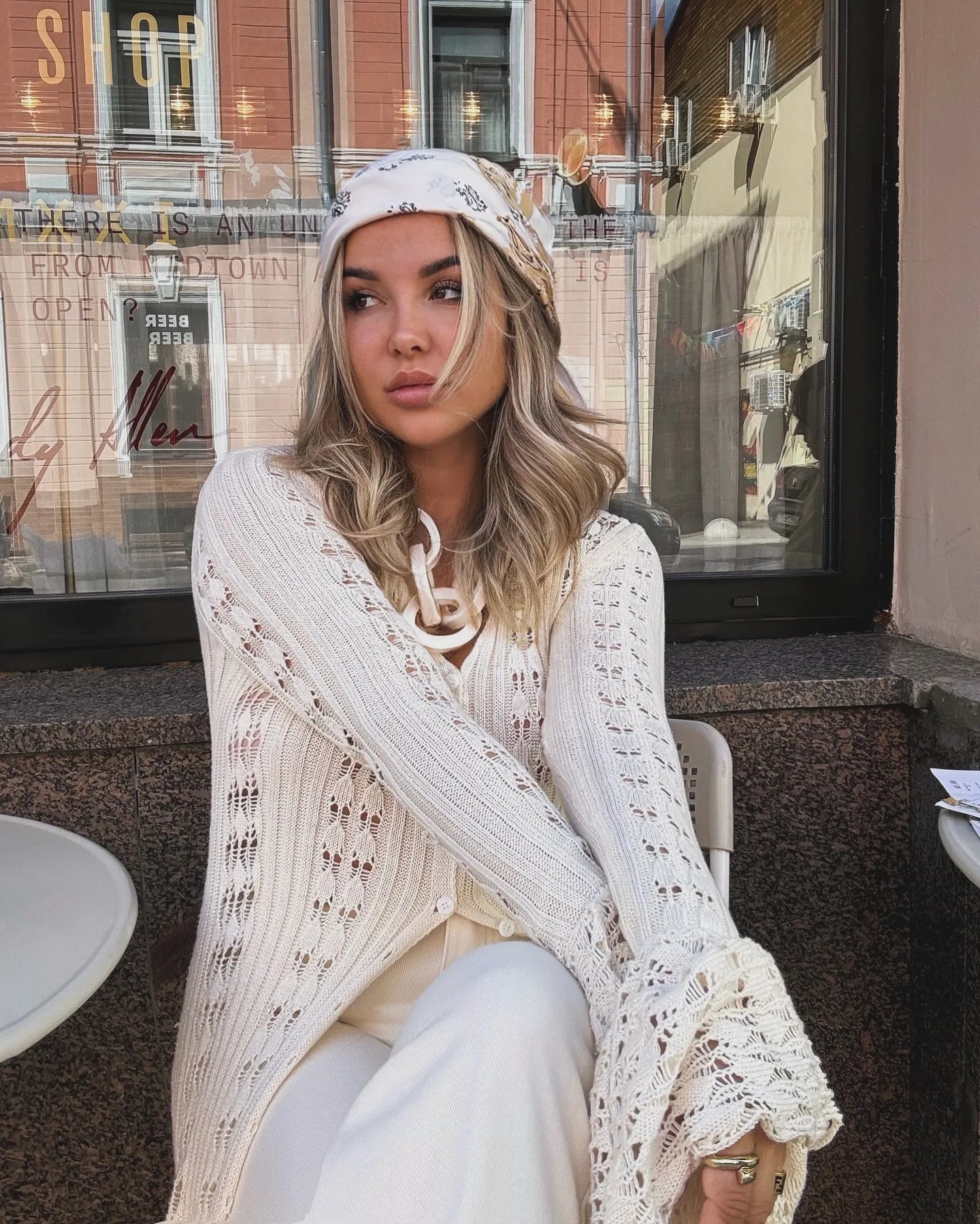 DSMTRC 2025 Holiday Knitted See-throught Cardigan Dress V Neck Long Flare Sleeves Leisure Long Trendy Single Breasted Autumn