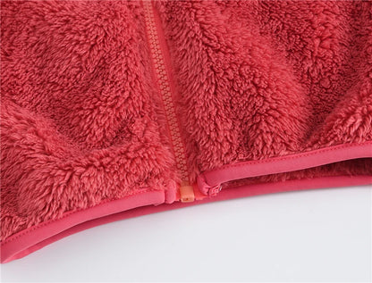 Girls woolen hooded coat solid color zipper coat children's winter clothes