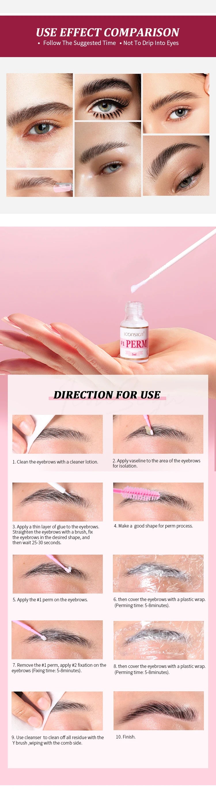 DIY Brow Perm Eyebrow Lamination 45-60 Days ICONSIGN Professional Brow Perming Set Beauty Makeup Tools Home Use