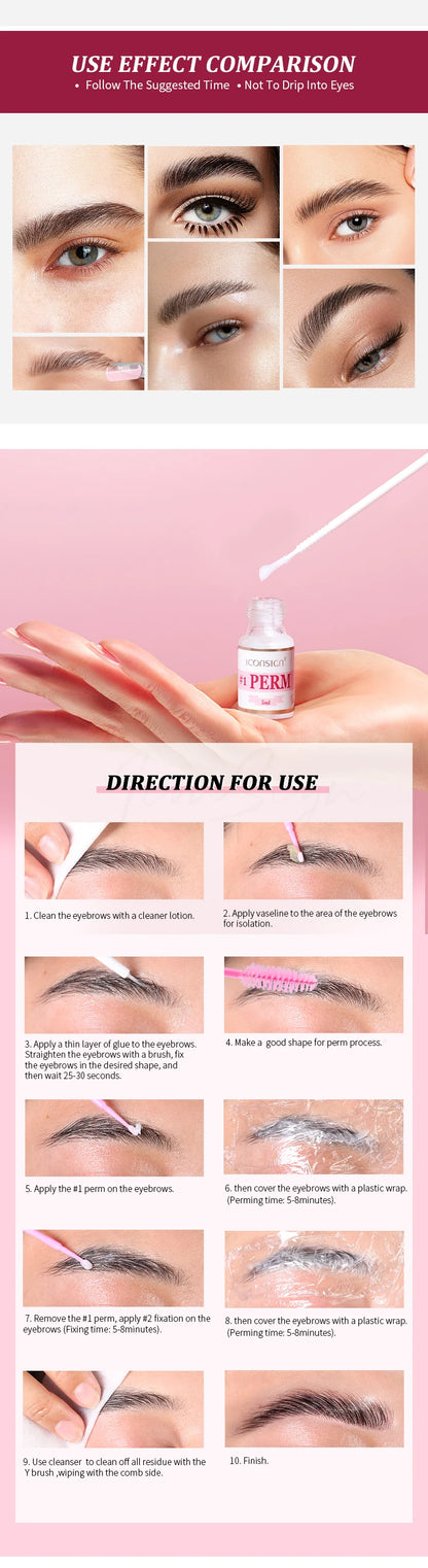 DIY Brow Perm Eyebrow Lamination 45-60 Days ICONSIGN Professional Brow Perming Set Beauty Makeup Tools Home Use
