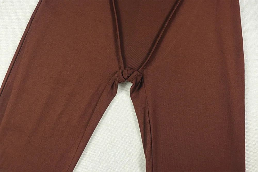 FLARORA Elegant Solid Color Ruched Jumpsuit Woman Bandage Patchwork Sleeveless Bodycon Jumpsuits Evening Party One Piece Overall Badiee Stylez