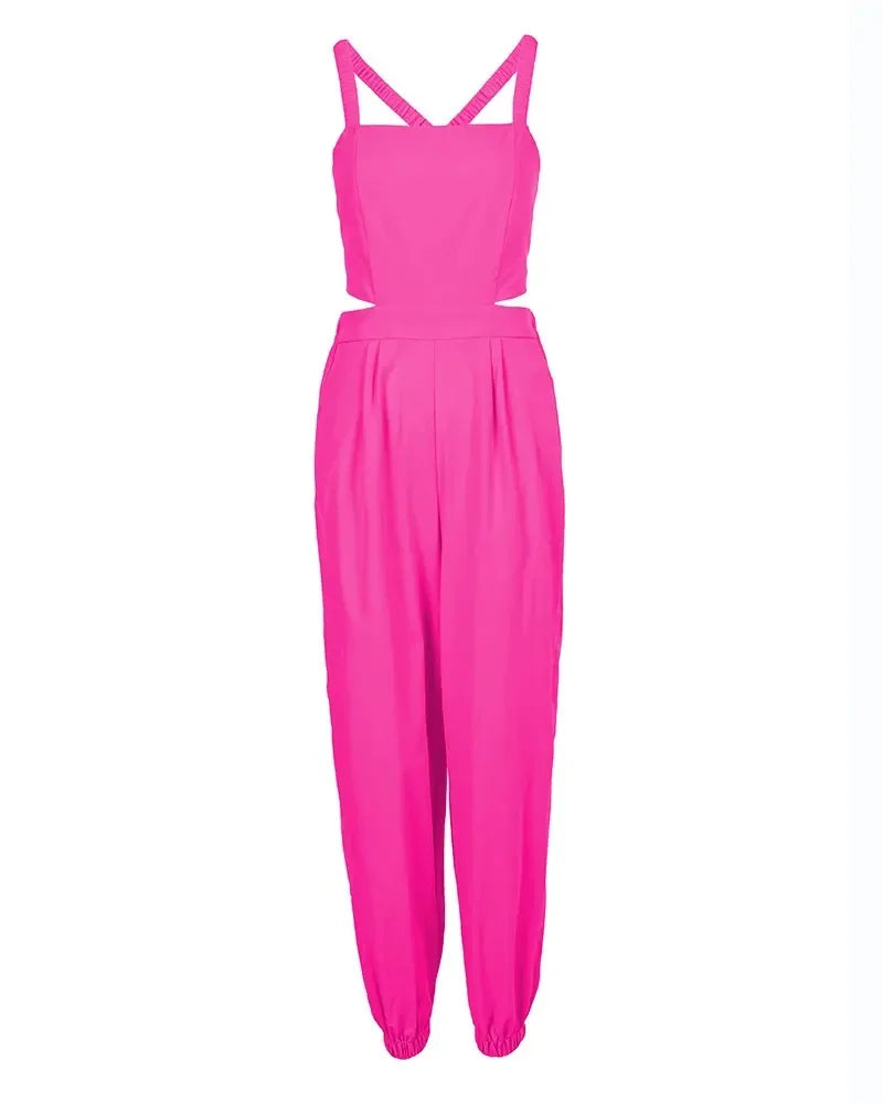 New Summer Fashion Printed Sleeveless Jumpsuit Sexy Hollow Backless Lace Up Long Jumpsuits Elegant Casual Jumpsuit With Pocket Badiee Stylez