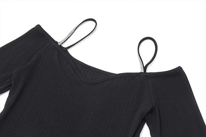 Sexy Black Dresses Autumn New Women Mini Dresses Streetwear Fashion Folds Long Sleeves V-Neck Dress Casual Slim Elegant Clothing