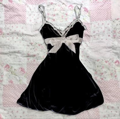 Sweet Y2K Woman Fashion Cute Clothing Dress Artsy Maiden Harajuku Sundress Aesthetic Chic Daily Fairy tale Classic Vintage Frock Black 5