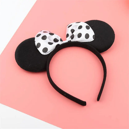 Knot Accessories Minnie Hairbands Favors Mom Lovely Ears Kids Mickey Headbands Hair Boys Party Sequin Baby Birthday Bows Girls black dots on white