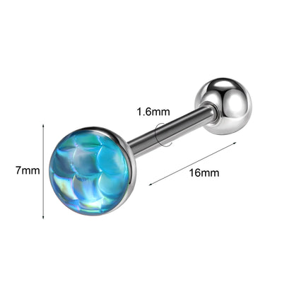 ZS 1Piece 14G Oil Luminescence Tongue Piercing Rings Stainless Steel Tongue Stud Skull Star Studs Earrings BCR Piercings Jewelry Badiee Stylez