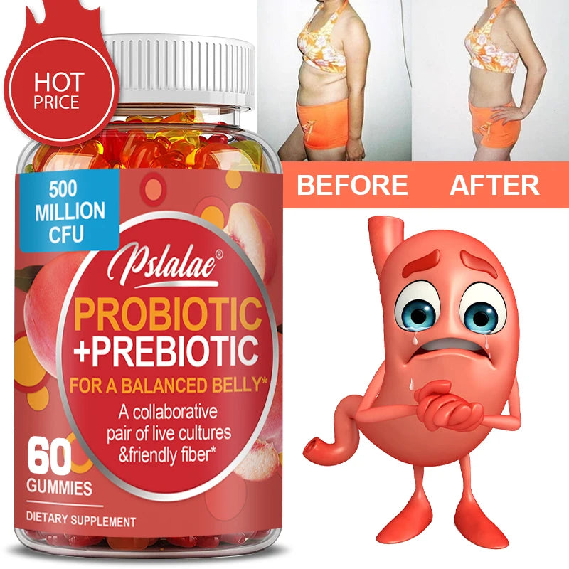 Probiotic + Prebiotic Gummies - Promote Digestive Health and Relieve Bloating Supplement