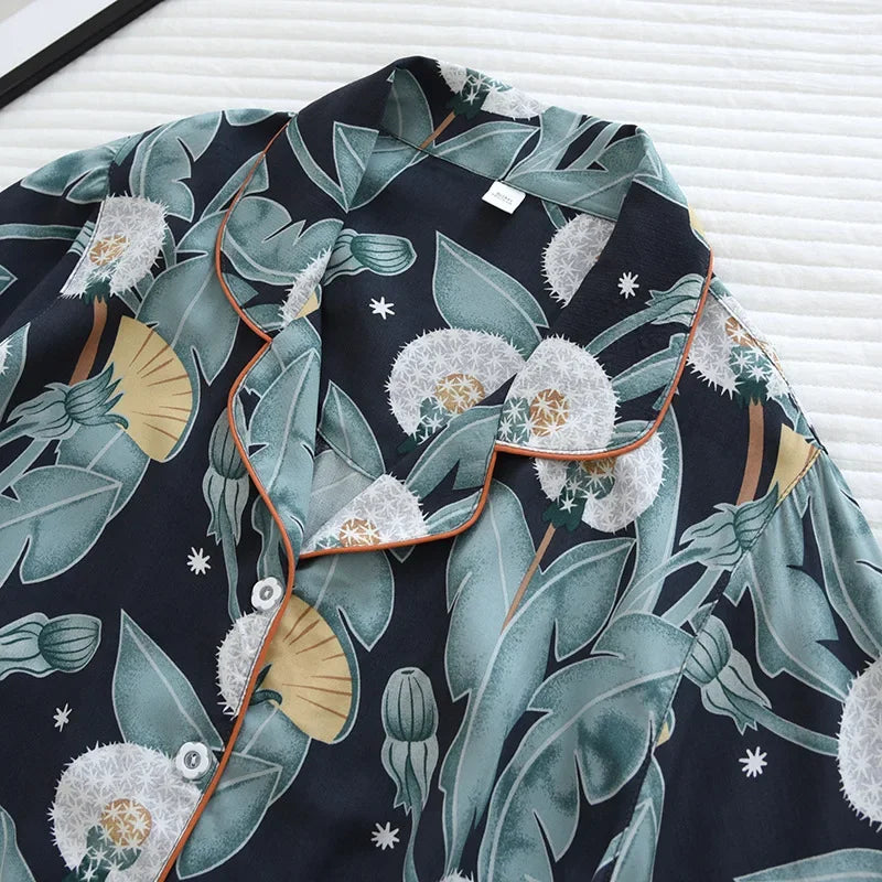 summer news pijama mujer thin section short-sleeved shorts large floral print pajamas home service ladies pajamas for women