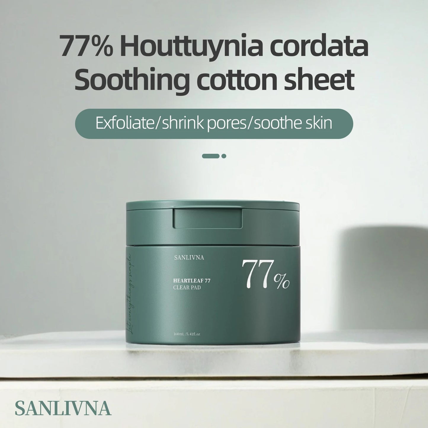 Heartleaf 77 Toning Pads, Moisturizing Pore Care, for Face Hydration Heartleaf Extract Moisturizing Centella Asiatica 160ML