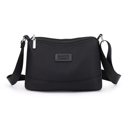 Waterproof Nylon Women Shoulder Bag Three Layers Handbag Ladies Crossbody Bags for Mother Girls Messenger Travel Daily Use Bags Black