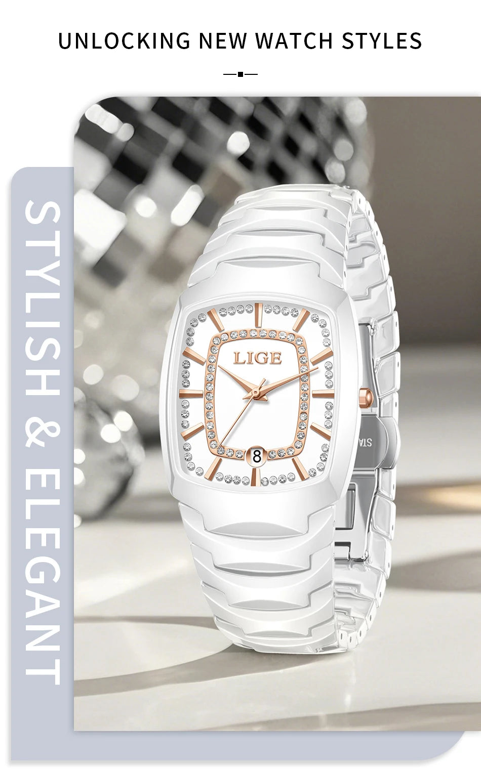 LIGE New Ladies Waterproof Watch Luxury Ceramic Braceletz Women Watches Creative Fashion Original Elegant Quartz Wristwatch Gift