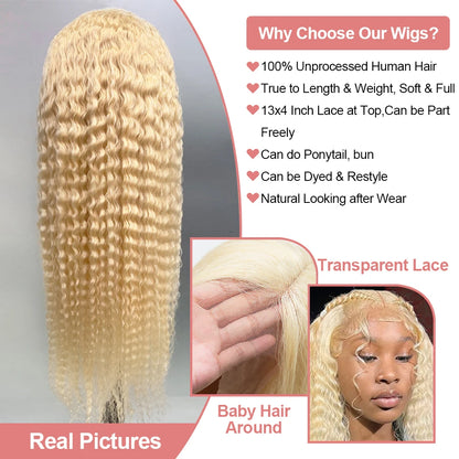 613 Blonde HD Lace Frontal Wig 13x4 13×6 Deep Wave Lace Front Human Hair Wig Colored Curly Wigs Water Wave Wigs For Women ﻿ ﻿ Badiee Stylez