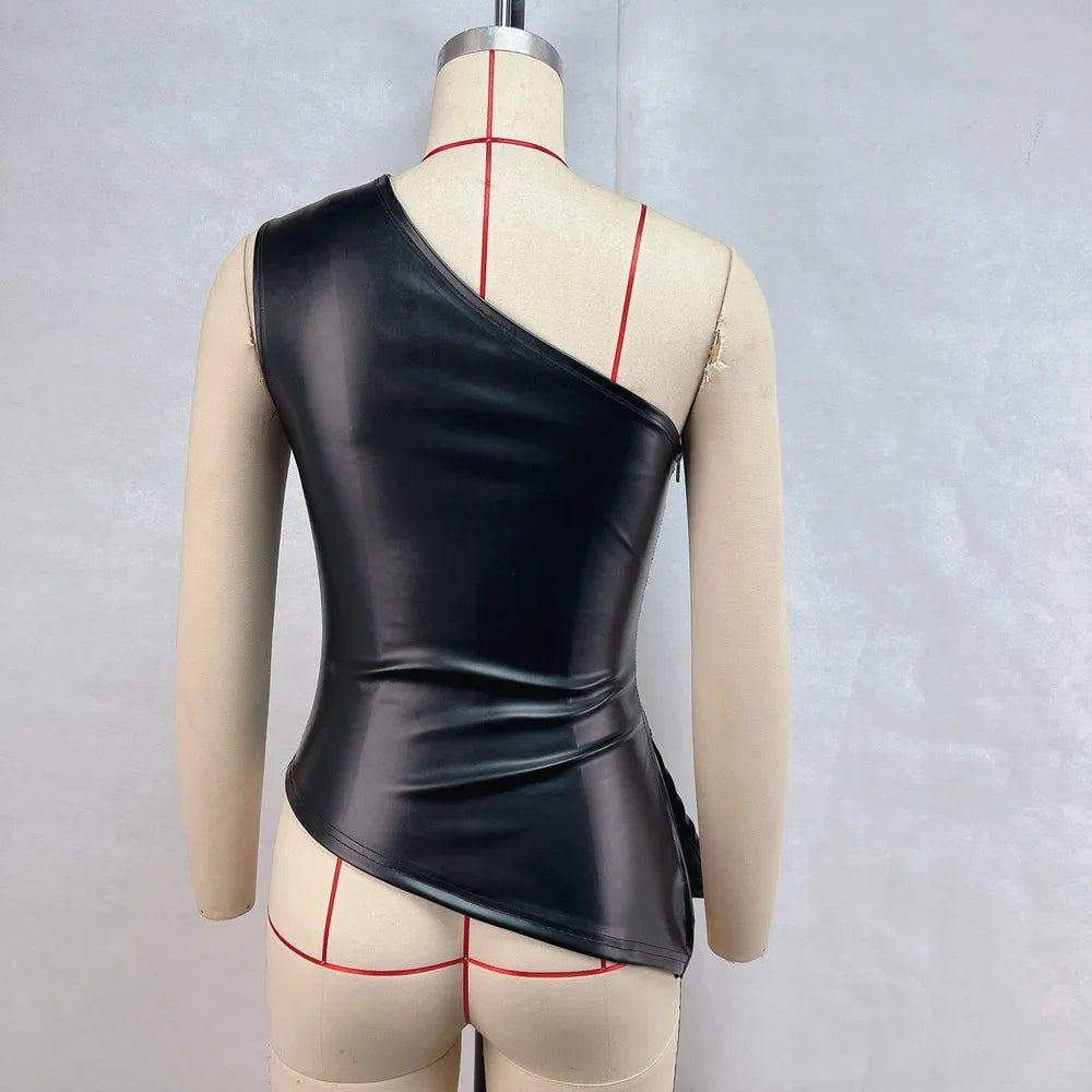 2025 Fall Snd Winter New Pure Color Slim Sleeveless One-Shoulder Slanting Collar Zipper Show Thin Jacket