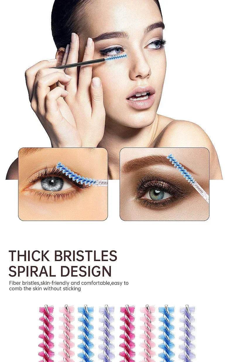 50pcs Grafted eyelashes Single color disposable eyelash brush Spiral eye Makeup Eyelash curler makeup brush cosmetic tools