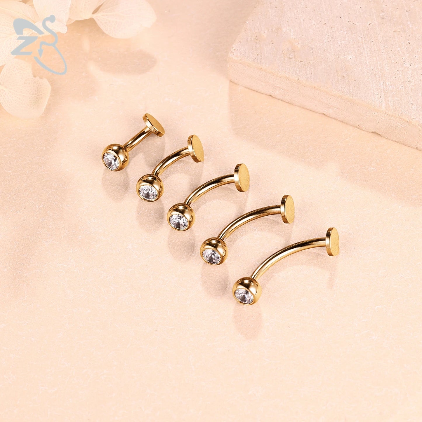 ZS 1 Piece Internal Thread Stainless Steel Belly Button Ring Floating Navel Piercings 14G Curved Umbilical Ring Jewelry 6MM-14MM Badiee Stylez