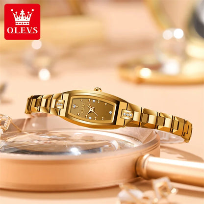 OLEVS Gold Tungsten Steel Women Watches Ultra-thin Luxury Fashion Ladies Waterproof Quartz Watch Relogio Feminino Reloj 2025
