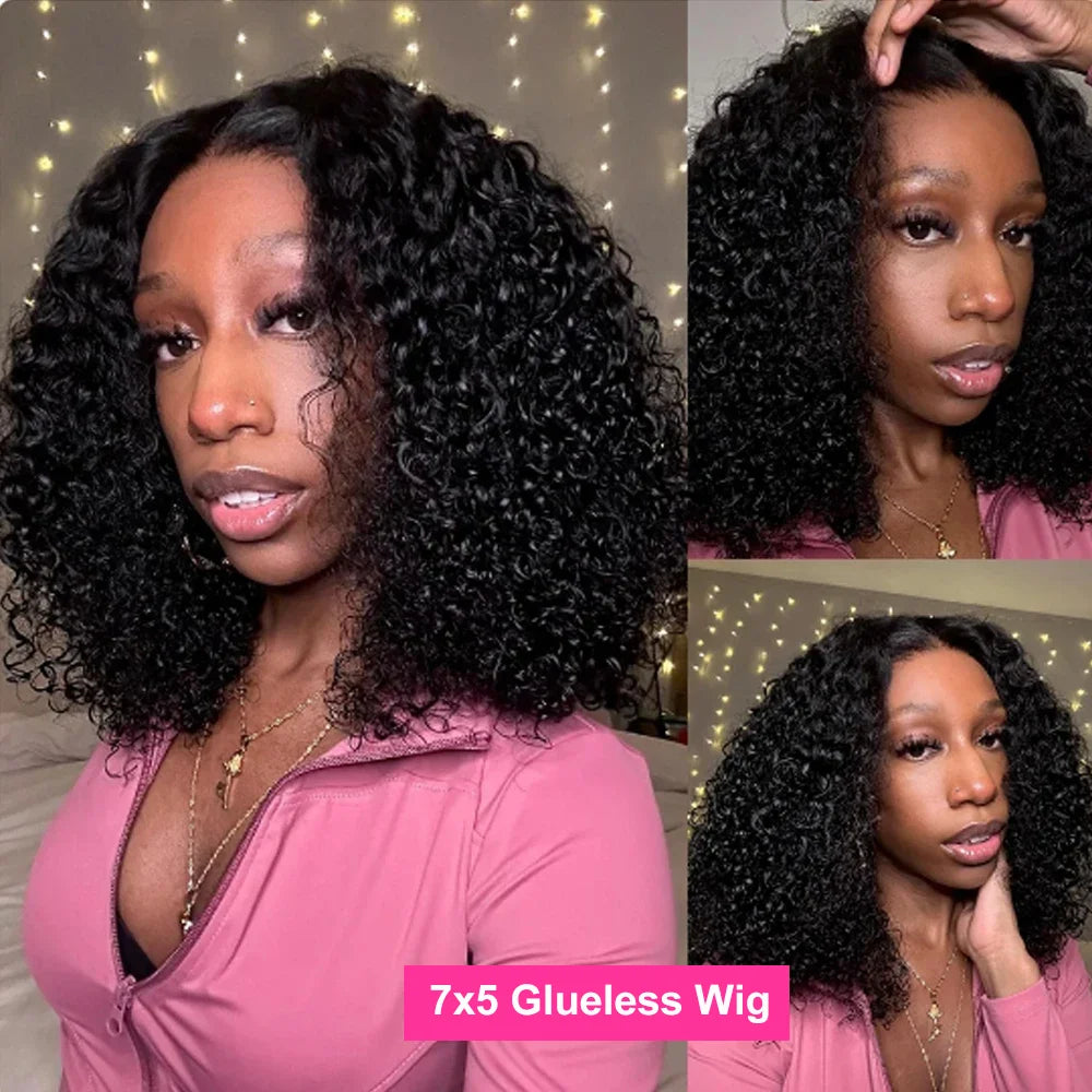 Short Bob Deep Wave Lace Frontal Wig PrePlucked 13x4 13x6 Lace Front Wig Peruvian Curly Human Hair Bob Wigs For Women and Girls Badiee Stylez