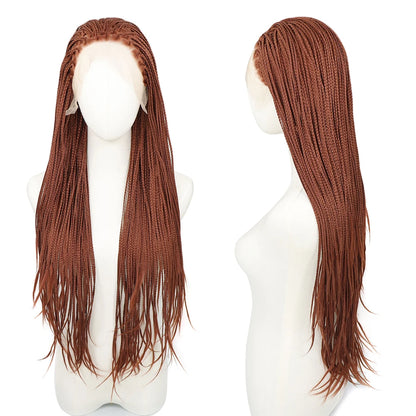 Ombre Blue Box Braided Wigs for Women 26inch Knotless Goddess Box Braid Lace Front Wig Colored Crochet Braid Synthetic Wig Ginger 26inches 13x3 Lace Front