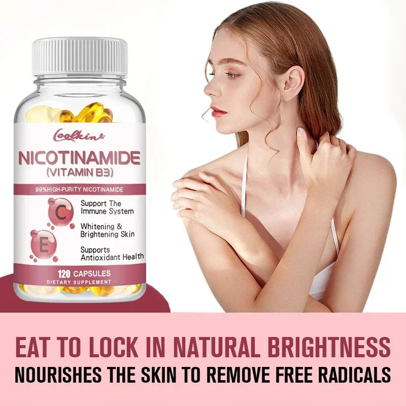Niacinamide Whitening Capsules - with Vitamin B3, Supports Skin and Immune Health, Reduces Wrinkles and Fights Aging, Non-GMO