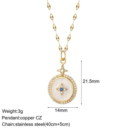 Heart Evil Blue Eye Sun Necklace for Women Cute Dog Bee Elephant Gold Color Pendant Woman's Collars Long Stainless Steel Chains NK008G2AC210377G3