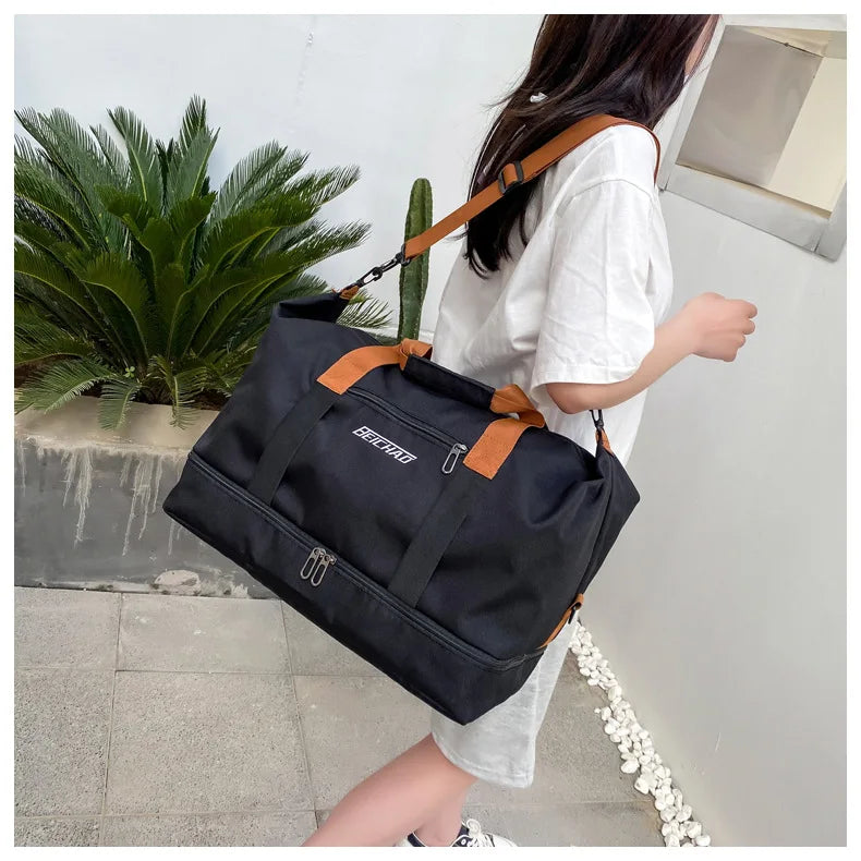 Large Capacity Travel Gym Bag Short-distance Luggage Portable Fitness Bags Shoulder Crossbody Handbags Men's Sports Waterproof B