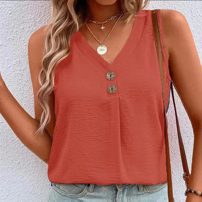 Womens V-Neck Sleeveless Tank Vest Tops Ladies Summer Casual T-Shirt Blouse Tee Clothings For Female Plus Size Oversized 2023 Red