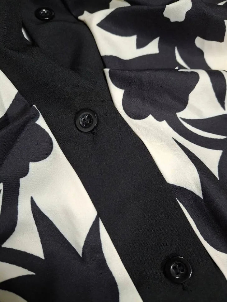 Women's elegant temperament V-neck A-line party dress 2025 new half sleeved printed lace up waist dress