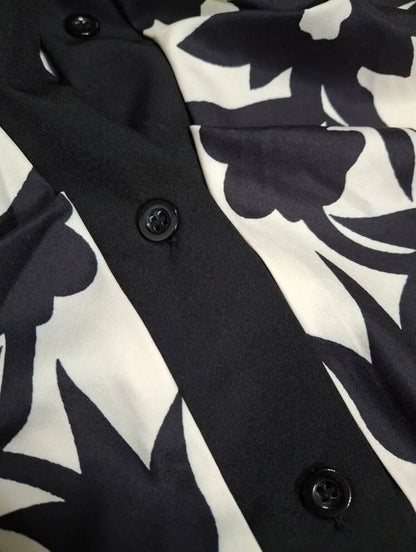 Women's elegant temperament V-neck A-line party dress 2025 new half sleeved printed lace up waist dress