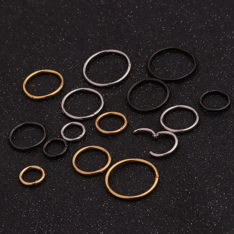1PC Stainless Steel Simple Classic Round Circle Hoop Earrings For Women Men Punk Smooth 6-16mm Huggie Earring Piercing Jewelry