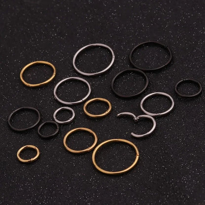 1PC Stainless Steel Simple Classic Round Circle Hoop Earrings For Women Men Punk Smooth 6-16mm Huggie Earring Piercing Jewelry