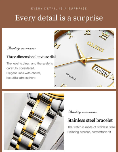 OLEVS Brand Belt Style Double Calendar Quartz Women's Watch 5582