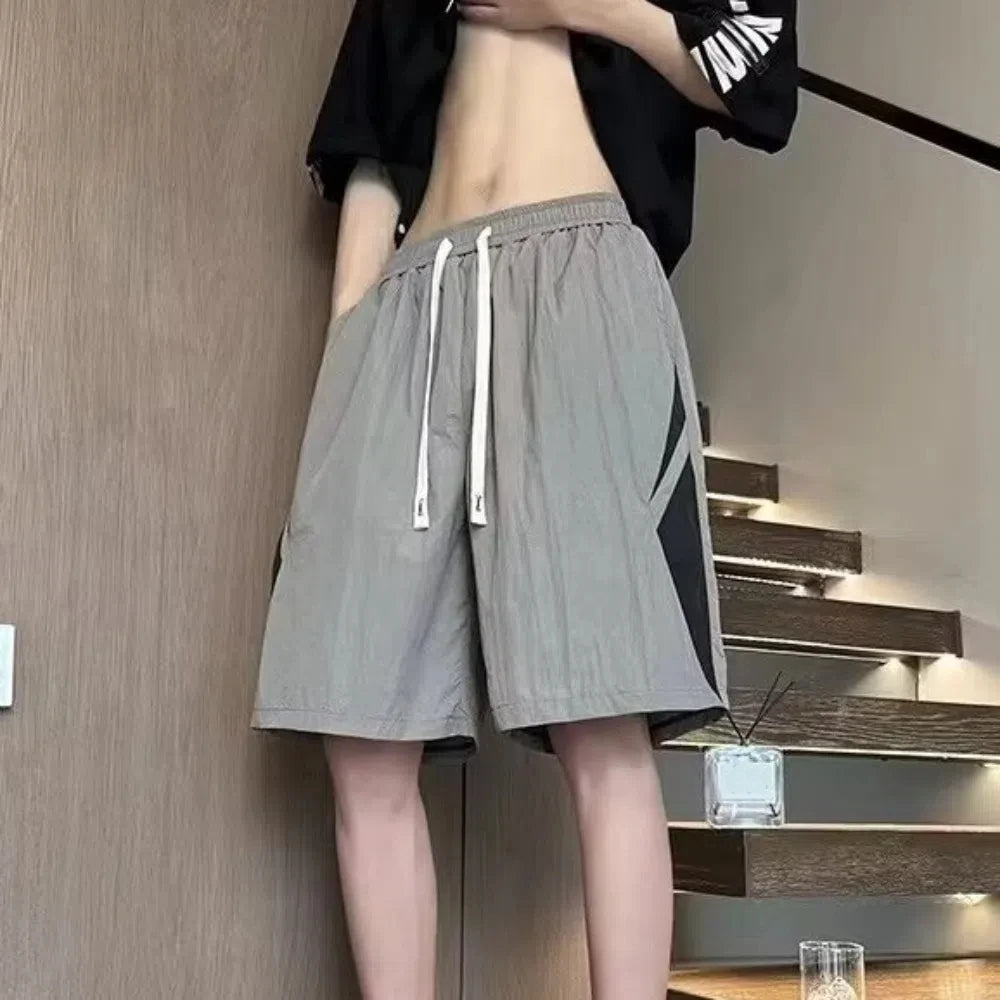 Large Size Loose Casual Thin Shorts High Waist Drawstring Wide Leg Shorts Summer Beach Knee Length Pants Men Badiee Stylez