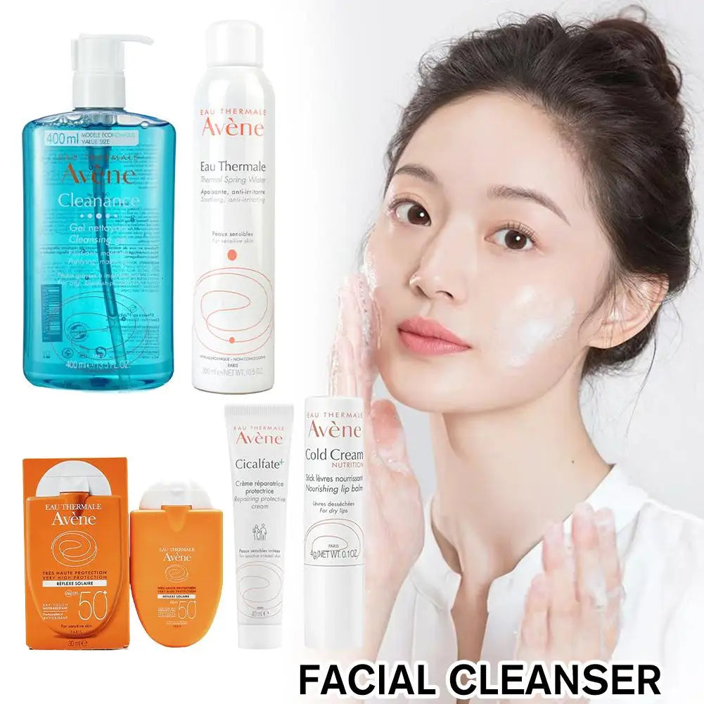 Avene Deep Cleansing Facial Cleanser Removes Face Dirt Whitening Cold Cream SPF50+ Sunscreen Moisturizing Gel Skin Care Set