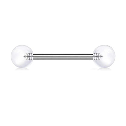 1 PCS/5 PCS Stainless Steel 14G Tongue Rings Barbell Glowe Tongue Barbell Jewelry For Women Piercing Tongue Piercing White Badiee Stylez