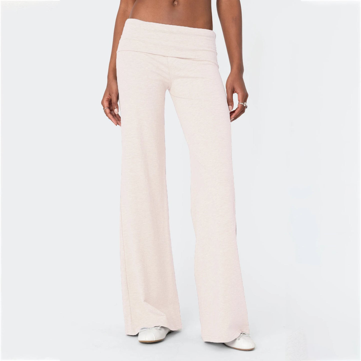 Women Low Waist Flare Leggings Fold Over Skinny Yoga Pants Wide Leg Stretchy Bootcut Bell Bottoms Leggings Loungewear Sweatpants Badiee Stylez