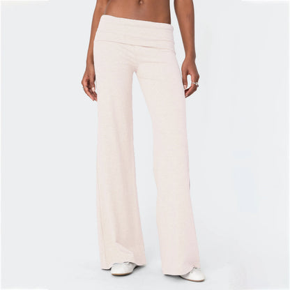 Women Low Waist Flare Leggings Fold Over Skinny Yoga Pants Wide Leg Stretchy Bootcut Bell Bottoms Leggings Loungewear Sweatpants Badiee Stylez