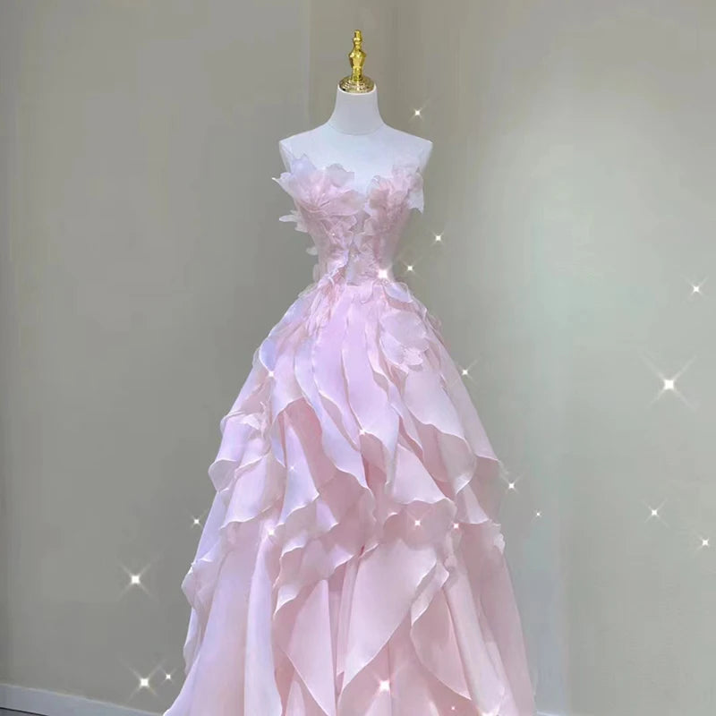 Pink Evening Dress Women's Light Luxury Banquet Toast Birthday Adult Badiee Stylez